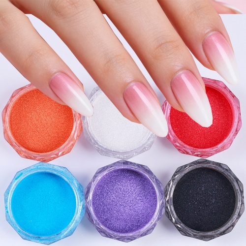 6colors/set Macaron Nail Magic Mirror Powder Gradient Magic Mirror Sparkling Powder Nail Decoration Sparkling Powder
