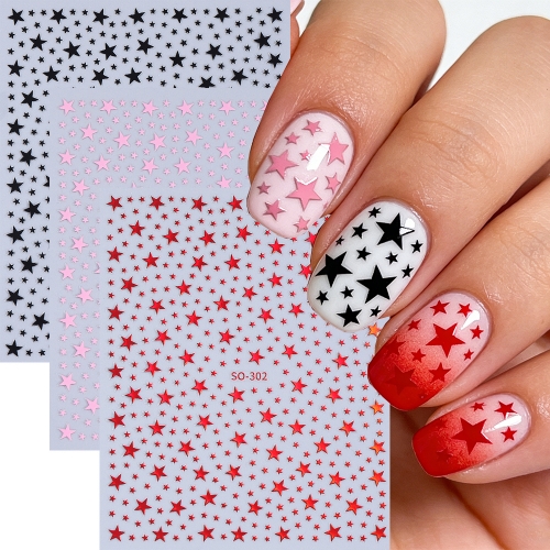 1pc Metallic Chrome 3D Star Nail Stickers Mixed Color Mini Pentagram Shape Self-Adhesive Nail Decals Perfect for Nail art DIY