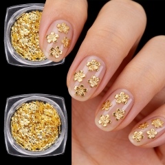 1jar Silver Gold Studs Nails Art Rivet Decoration Charms Flowers Shape Design Metal Thin Slice Accessories for DIY