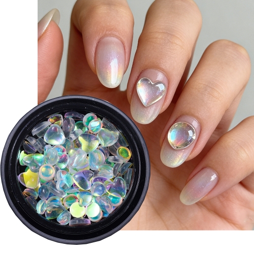1jar Colorful Water Droplet Glass Mermaid Rainbow Bead Glass Bead Aurora Jewelry Half Round Beads Nail Art Decoration