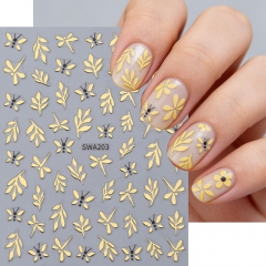 1pc Hot Stamping Gold Sliver Leaves Nail Sticker Nails Art Decorations Nail Art Accessories Nail Art Decal Nail DIY