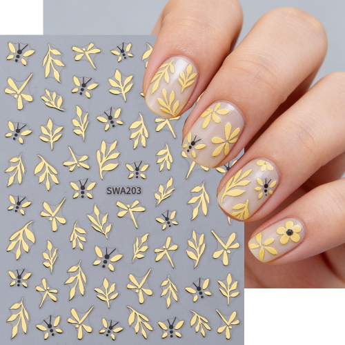 1pc Hot Stamping Gold Sliver Leaves Nail Sticker Nails Art Decorations Nail Art Accessories Nail Art Decal Nail DIY