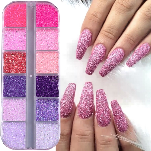 1box Sugar Glitter Nail Powder Summer Pink/Purple/Red Sandy Nail Art Powder Pigment Sequins DIY Manicure Decorations