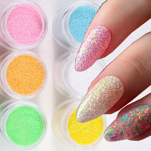 1jar Nail Glitter Nail Art Sugar Powder Green Pink Sweater Woolen Powder Shiny Nail Pigment Sugar Sand Coating Nails Powder