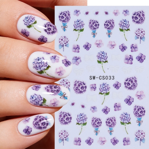 1pc Lily Flower Nail Sticker Purple Blue Petal Tulip Rose Daisy Decals Slider Decoration DIY Manicure Art Accessories