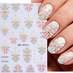 1pc Geometry Line Bohemian Nail Stickers Retro Embroidery Boho Style Design Adhesive Nail Decals DIY Manicure Slider Decor