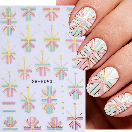 1pc Geometry Line Bohemian Nail Stickers Retro Embroidery Boho Style Design Adhesive Nail Decals DIY Manicure Slider Decor