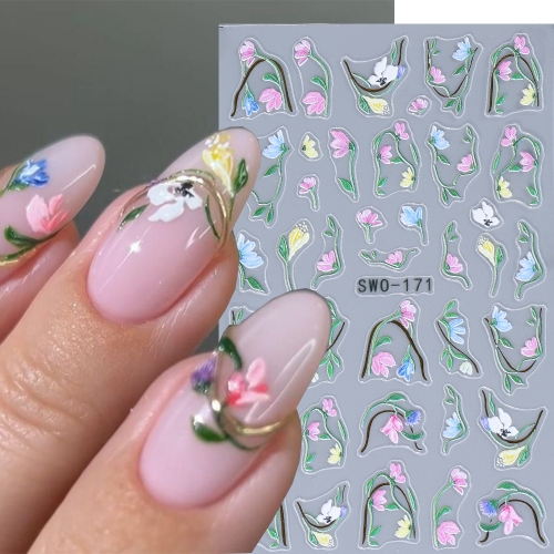 1pc Daisy Flower Nail Stickers Sunflower Self Adhesive Manicure Decal DIY Spring Summer Nail Art Decoration