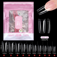 504Pcs/bag Half Matte Clear Nail Tips - Coffin & Almond Shape Seamless No File False Nails for Nail Extension