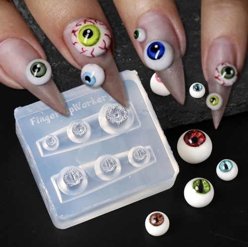 1pc Eyeball Silicone Nail Carving Mold Relief Cat's Eyes Snake Dinosaurs Dragon Eyes Gothic Cthulhu Style Mold Stamping Plate