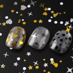 1box Black White Golden Silver Star Nail Art Flakes Heart Mini Dot Love Nail Sequin Holographic Glitter Design Decorations