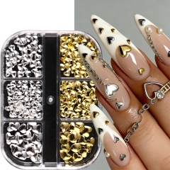 1box Golden Silver Love Heart Star Nail Art Decoration Mixed Love Heart & Star Japanese Style Nail Charm Manicure Decal