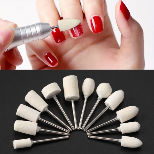 12Pcs/set Wool Felt Grinding Sanding Head Abrasive Buffing Wheel 2.35mm Shank Polishing Mini Drill Bit Rotary Tool For Ladies Nails