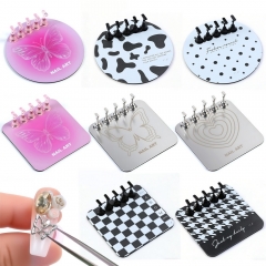 1set Love Butterfly Nail Support Metal Base Wearable Nail Art Practice Magnetic Hook Acrylic Colorful Chess Piece Silver Manicure Contact Tool