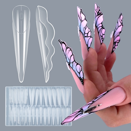 150pcs/box Butterfly Nail Dual Forms Acrylic Poly Nail Gel Mold Full Cover Reusable Nail Extension For Nail Art Professional