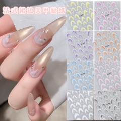 1pc 5D Bowknot Lace French Nail Art Stickers Gradient Skirt Ballet Girls Nail Decals Self-Adhesive Nail Decorations DIY Accessories
