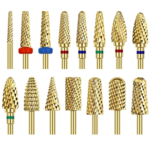 1pc Golden Tungsten Carbide Nail Drill Bits Milling Cutter For Remove Nail Polish UV Gel Tapered Safety End Cut Manicure Tools