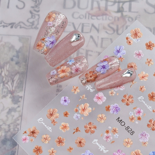 1pc Floral Nail Stickers Self-Adhesive Spring Flower Bow Nail Art Decals Vintage Daisy Nail Decorations for DIY Manicure