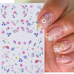 1pc  Nail Art Stickers Summer Roses Sunflowers Adhesive Sliders Nails Decals Decorations For Manicure Decoration