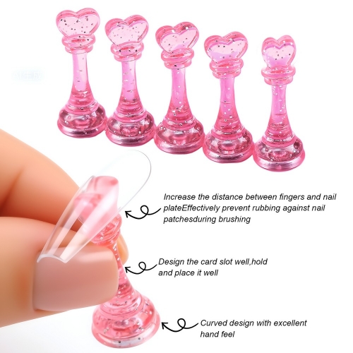 5pcs/set Acrylic Nail Base With Magnetic For Practice Plus Tall Chess Nail Playing Board Display Tool For Art Salon DIY Practice
