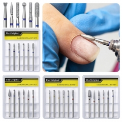 6pcs/set Nail Dill Bits Diamond Milling Cutter for Manicure 3/32" Burr Electric Cuticle Clean Nail File Cuticle Remover Tool