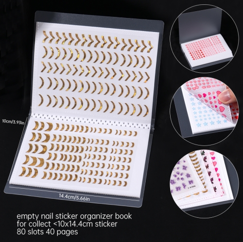 80 Slots Empty Nail Sticker Organizer Book Double-sided Use Large Capacity Nail Sticker Storage Box Nail sticker Photo Album