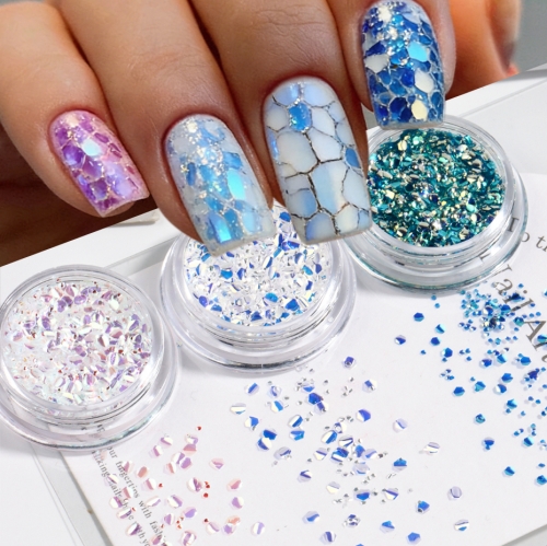1jar Chasing Light Nail Art Glitter Sparkling Laser Blue Pink Hexagon Sequins for Nails Y2K DIY Nail Flakes Manicure Decor