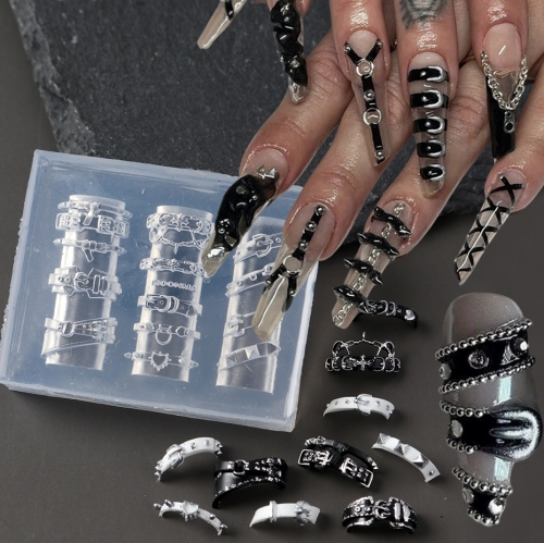 1pc Transparent Silicone Nail Art Mold Belt Buckle Flower Butterfly Four-leaf Clover 3D Nail Decoration Mold Manicure Template