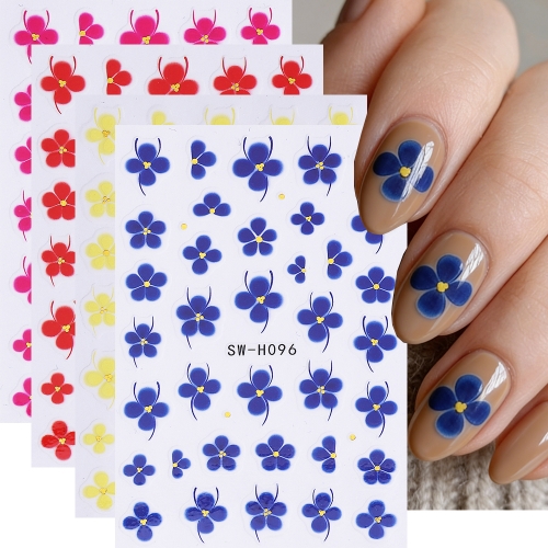 1pc Flower Nail Sticker Four Leaf Clover Leaves Red Flower Mountain Camellia Nail Art Accessories Nail Art Decal