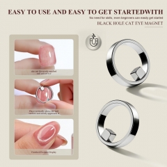 1pc Hollow Cat Eye Nail Magnet for Gel Polish 3D Design Black Hole Nail Art Strong Magnetic Ring For Home Salon DIY Magnetic Tool