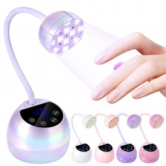 1pc USB Type-C Nail Lamp LED UV Nail Dryer Rechargeable LCD Touch Control Fast Drying Nail Light 360° Bendable Table Lamp