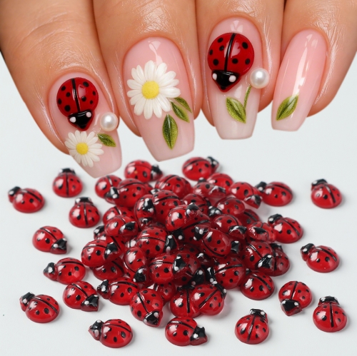 1bag Cartoon Cute Ladybug Nail Art Decoration 5D Mini Cute Ladybug Insects Nail Charms Wedding Celebration DIY Nail Design