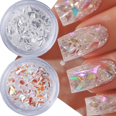 2bottles/set Mixed Hexagons Reflective Sparkle Irregular Sequins Nail Glitter for Manicure Design Decoration Powder Shiny Accessories