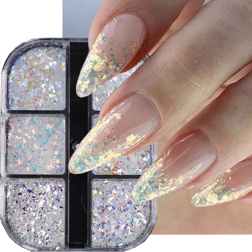1box Shiny Aurora Irregular Nail Glitter Sequins Holographic Iridescent Broken Ultra-thin Flakes Spring Summer DIY