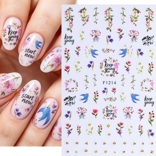 1pc Pink Romantic Cherry Rabbit Nail Stickers - Countryside Fresh Daisy Cherry Nail Stickers - Sweet Age Reducing DIY Art Nail Dec