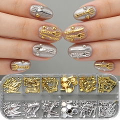 1box Mix Metal Small Fork Spoon Nail Charms Gold Silver Nail Accessories Tableware Series Fork Nail Accessories Parts