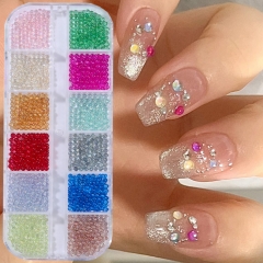 1box Mermaid Bubble Bead Nail Art Jewelry Rainbow Crystal Round Ball Gems Summer Fashion Craft Ocean Decor