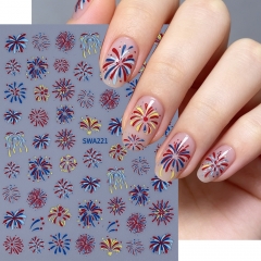 1pc Independence Day Celebrations Nail Stickers Blue Red Five-pointed Star Party Decals Freedom Style Celebrate Manicure Tips
