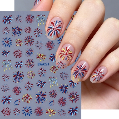 1pc Independence Day Celebrations Nail Stickers Blue Red Five-pointed Star Party Decals Freedom Style Celebrate Manicure Tips