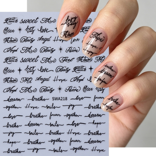 1pc English Letter Nail Stickers Gothic Style Cool Design Roman Letter Alphabet Adhesive Nail Decal DIY Manicure Decoration