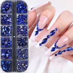 1box Blue High Quality Jewelry Making Nail Decors Flatback Rhinestones Nail Charms Christmas DIY Enthusiasts Nail Materials Kits