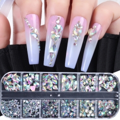 1box Mixed-Shape Crystal Nail Art Rhinestones Flatback Nail Gems Luxury Diamond Glass Stones Manicure Decoration