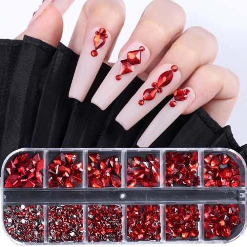1box 3D Glass Crystal Nail Art Rhinestones Kit Flatback Round Bead Charm Gem Stones Jewelry Diamond for Nail Art