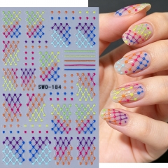 1pc Polka Dot Rainbow Irregular Grid Lines French Nail Sticker Nail Decal Nail Accessories