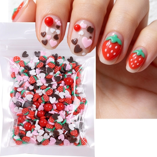 10g/bag or 20g/bag 3D Cute Strawberry Nail Art Decorations Fashion Cartoon Fruits Nail Charms for Kawaii DIY Phone Case Crafts Manicure Parts