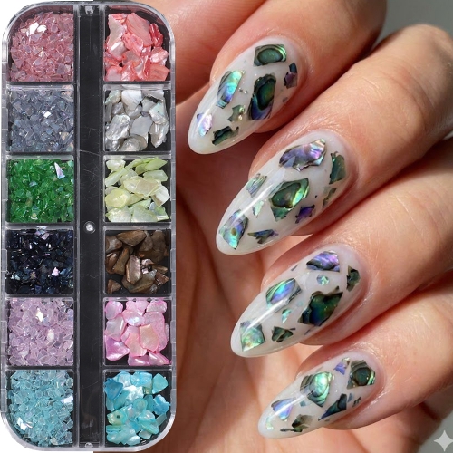 1box Abalone Sea Shell for Nails Holographic Mirror Nail Art Glitter Flakes Mermaid Irregular Sequins Manicure Decor