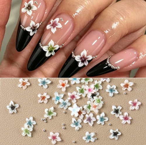 50/100pcs Ice Flower Nail Charms Ice Translucent Floral Resin Design Nail Decorations Vibrant Colorful For Summer