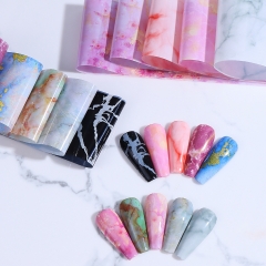 10pcs/pack Mixed Nail Art Foils Transfer Sticker Retro Marble Pattern Starry Sky Nail Slider DIY Manicure Decoration Accessories