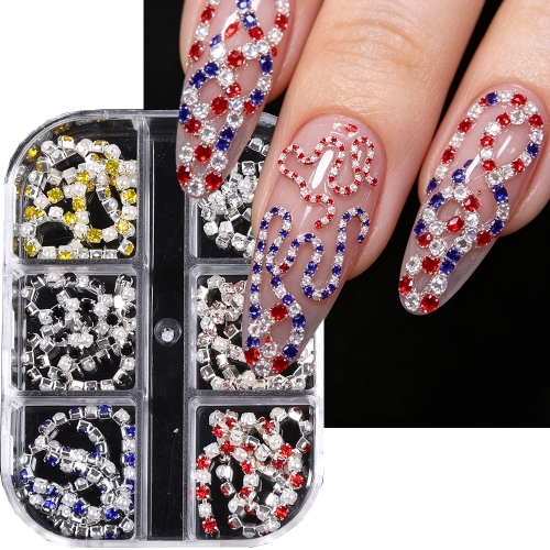 1box Metal Nail Rhinestones Pearl Chain 3D Nail Decoration Charm Nail Jewelry Nail Design Ornament for Manicure Accessory
