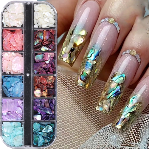 1box Irregular Abalone Stones Nail Charms Shell Slices New Color Jewelry Summer Seashell Fragments Manicure Decoration